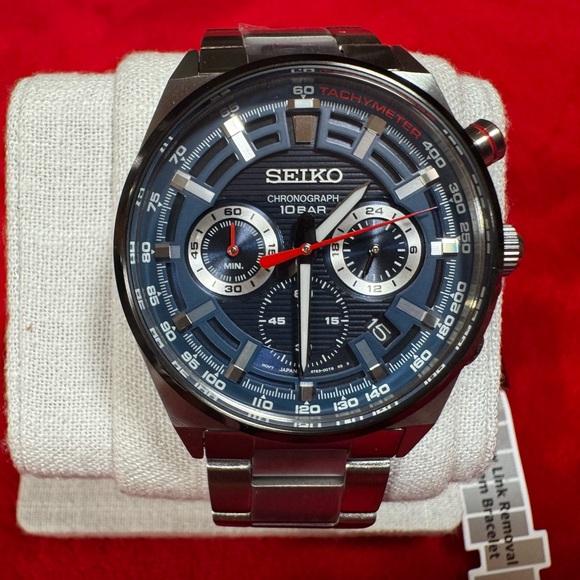 Brand New Seiko Chronograph Quartz Blue Dial Men’s Watch – Box Manual & Tags